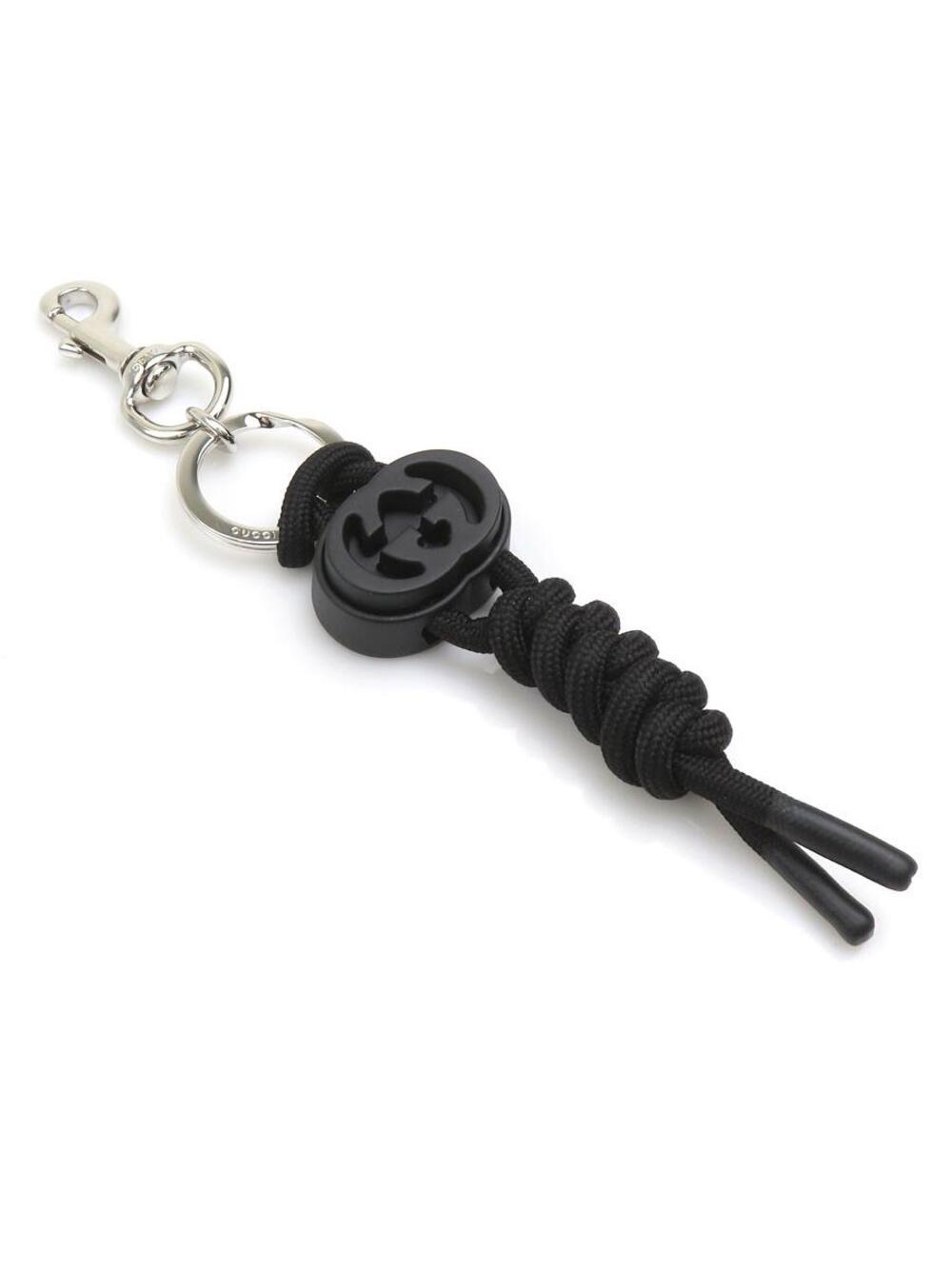 Auth Gucci Charm Key Ring Black/Silver #303059G25B